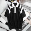 Áo thun polo cotton thân trắng phối cổ đen thời trang cỡ đại bigsize nam < 140kg