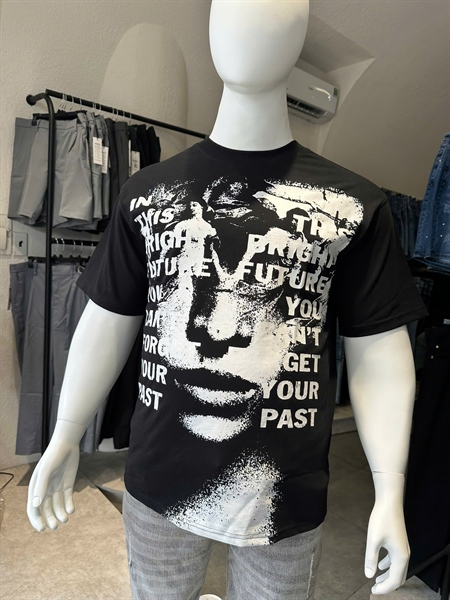 Áo thun cotton bigsize nam in lụa họa tiết mặt người trắng đen thời trang Big Men - Ảnh 2