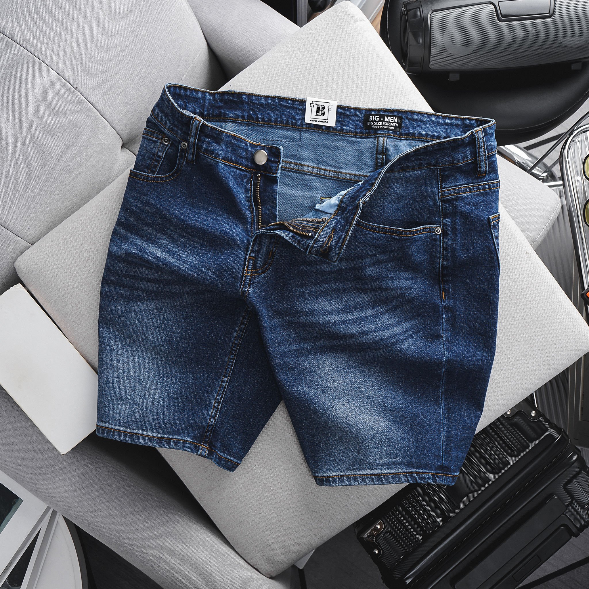 Quần short jean tông xanh trơn thời trang bigsize 266 276 430 (Mẫu 10) - Ảnh 2