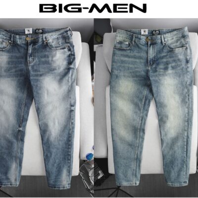 Quần jean dài màu xanh form ống suông thời trang cỡ đại bigsize nam < 140kg - Mã 195