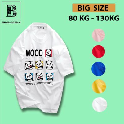 Bigmen.Bigsizemen - Áo thun chất vải cotton in hình dễ thương Gấu Mood bigsize nam 45- 135 kg