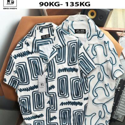 [Bigmen.Bigsizemen] Áo sơ mi tay ngắn cổ đăng/ cổ vest họa tiết mùa hè bigsize nam< 140 kg
