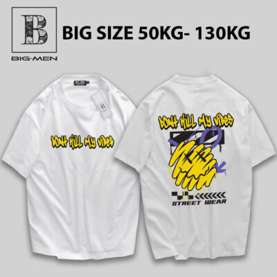 [ Big Men] Áo thun cotton màu trắng in mặt cười My Vibes thời trang bigsize nam 55- 135 kg.