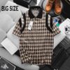 [ Big Men] Áo thun polo chất vải umi họa tiết hình thoi nâu phối sọc thời trang bigsize nam 85- 135 kg
