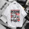 [Big Men] Áo thun cotton màu trắng in SKYLINE cá tính thời trang bigsize nam <135 kg