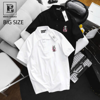 Big Men - Áo thun polo bigsize nam in họa tiết Mèo thời trang < 135kg