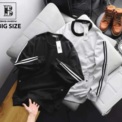 Áo khoác sweater phối 2 sọc tay thời trang bigsize nam < 140kg