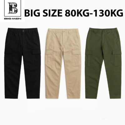 Quần kaki dài lưng thun túi hộp ống suông big size nam 90-130kg