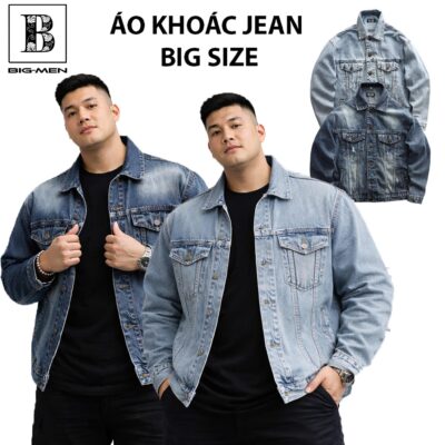 Áo khoác jean wash rách tông màu xanh cá tính, hiện đại bigsize nam 85- 125kg