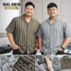BIG MEN- Áo sơ mi tay ngắn cổ đan tông vải QC họa tiết sọc dọc thời trang nam BIG SIZE 90- 135KG