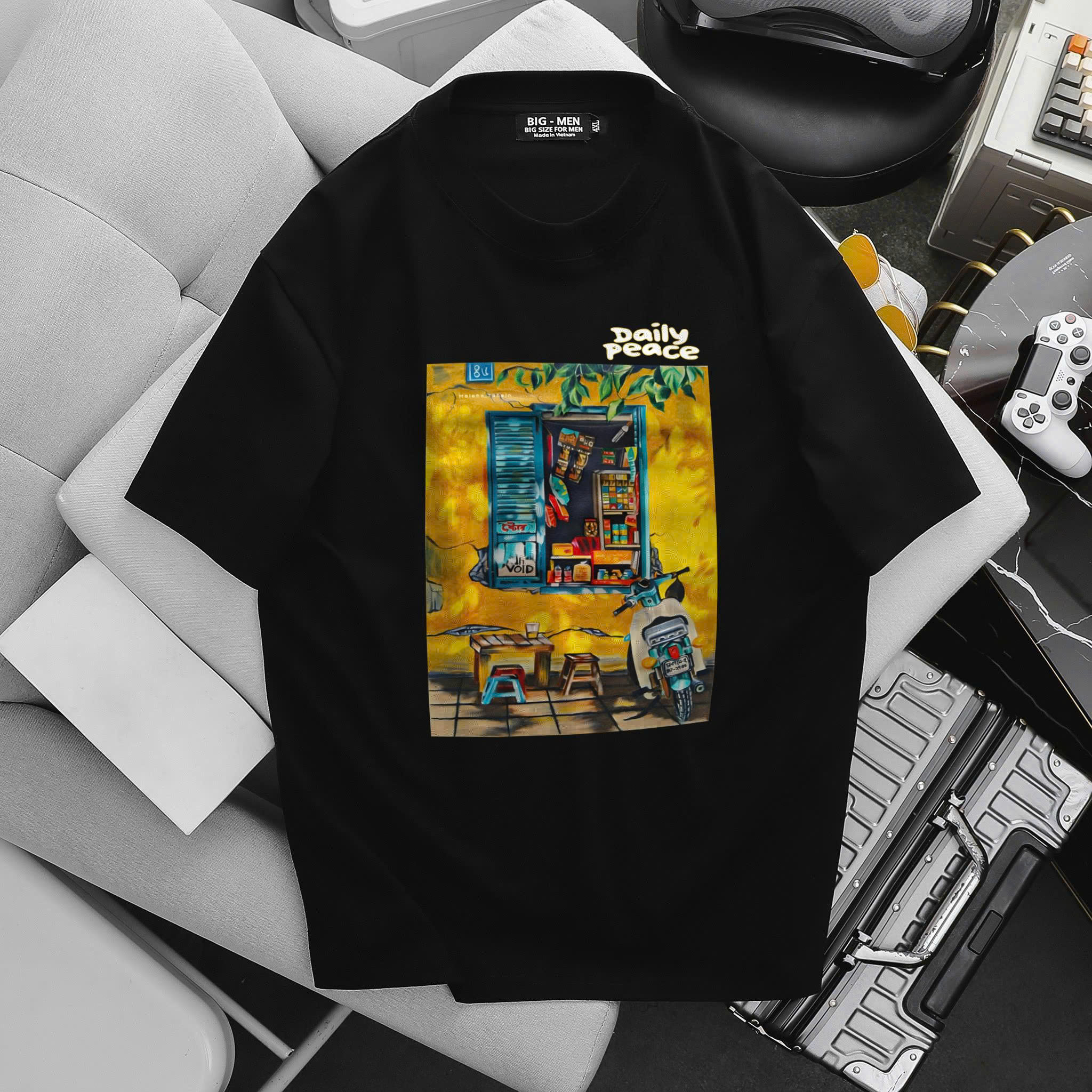 BIG MEN- Áo thun cotton in Bức Tranh Daily thời trang bigsize nam 55- 145kg - Ảnh 2