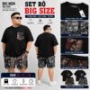 BIG MEN- Set bộ quần áo phối vải jean gấm thời trang bigsize nam 90- 135 kg_ Pop art+ Ký Họa