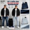 BIG MEN- Quần jean dài ống suông co giãn tông xanh xịn xò thời trang bigsize nam 80- 130kg_ xanh đá+ xanh nhạt