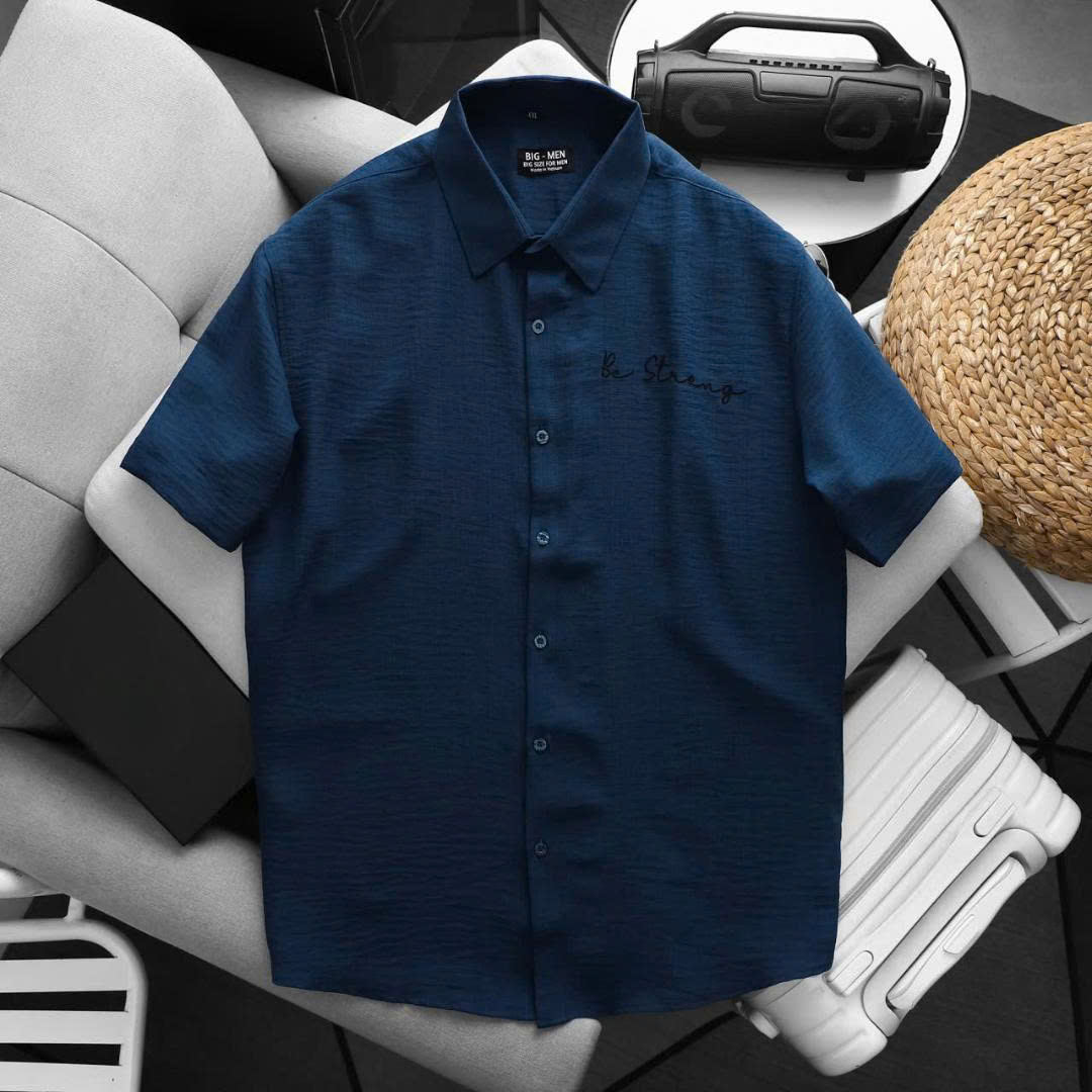 BIG MEN - Áo sơ mi tay ngắn nam big size vải đũi linen thêu họa tiết thời trang cỡ đại < 140kg - SMTN đũi thêu - Ảnh 4