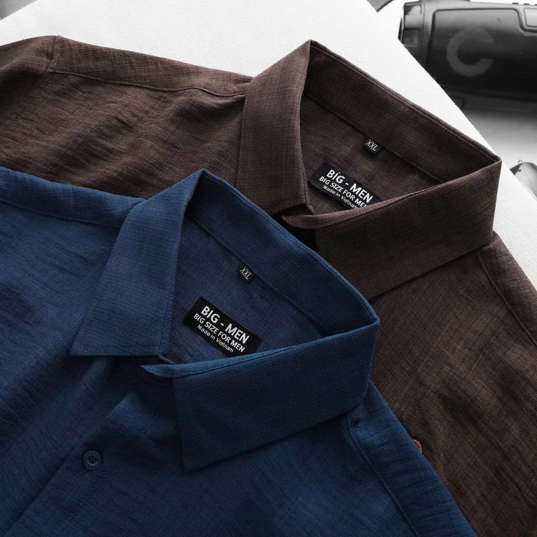 BIG MEN - Áo sơ mi tay ngắn nam big size vải đũi linen thêu họa tiết thời trang cỡ đại < 140kg - SMTN đũi thêu - Ảnh 6